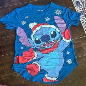 Disney Bright Blue Stitch Christmas Graphic Tee